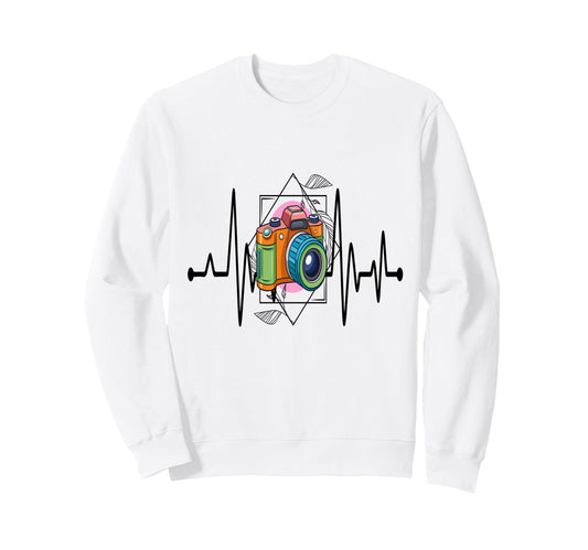 Womens Funny Camera Heartbeat Sweatshirt - Casual Everyday Wear for Adults - T-Shirt, Sweatshirt, Hoodie