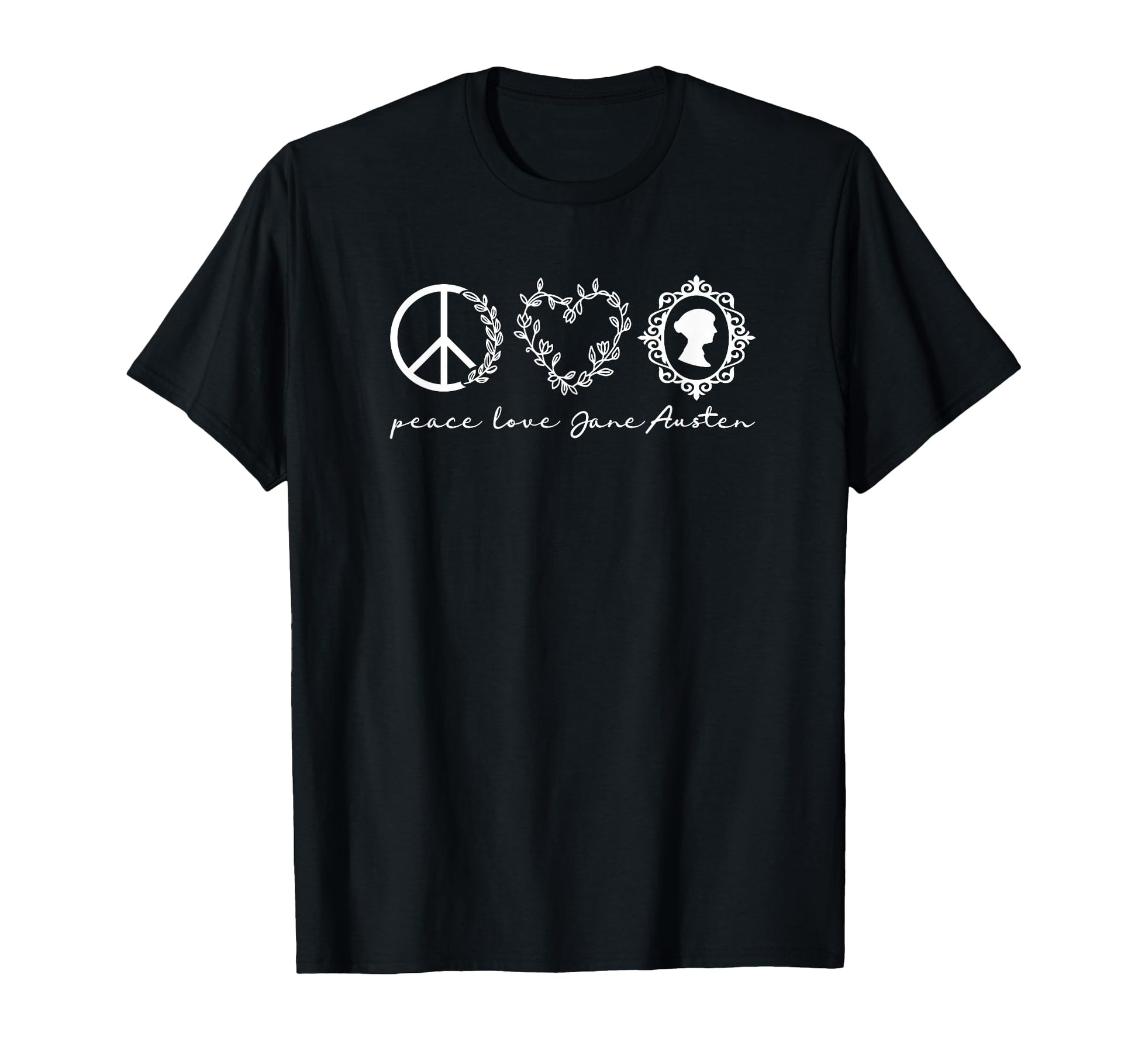 Jane Austen Peace Love T-Shirt - Custom Art Print for Adults - T-Shirt, Sweatshirt, Hoodie
