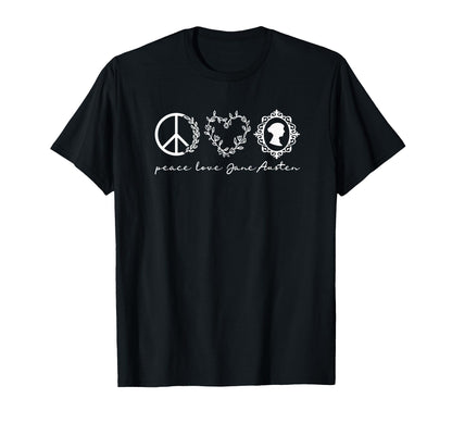 Jane Austen Peace Love T-Shirt - Custom Art Print for Adults - T-Shirt, Sweatshirt, Hoodie