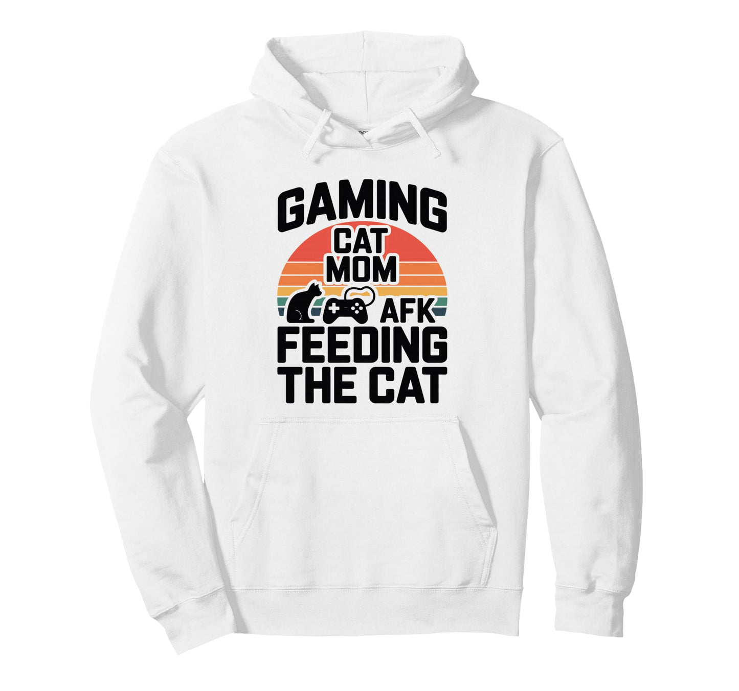 Gaming Cat Mom Afk Feeding Cat Gamer Hoodie - Trendy Graphic for Adults - T-Shirt, Sweatshirt, Hoodie