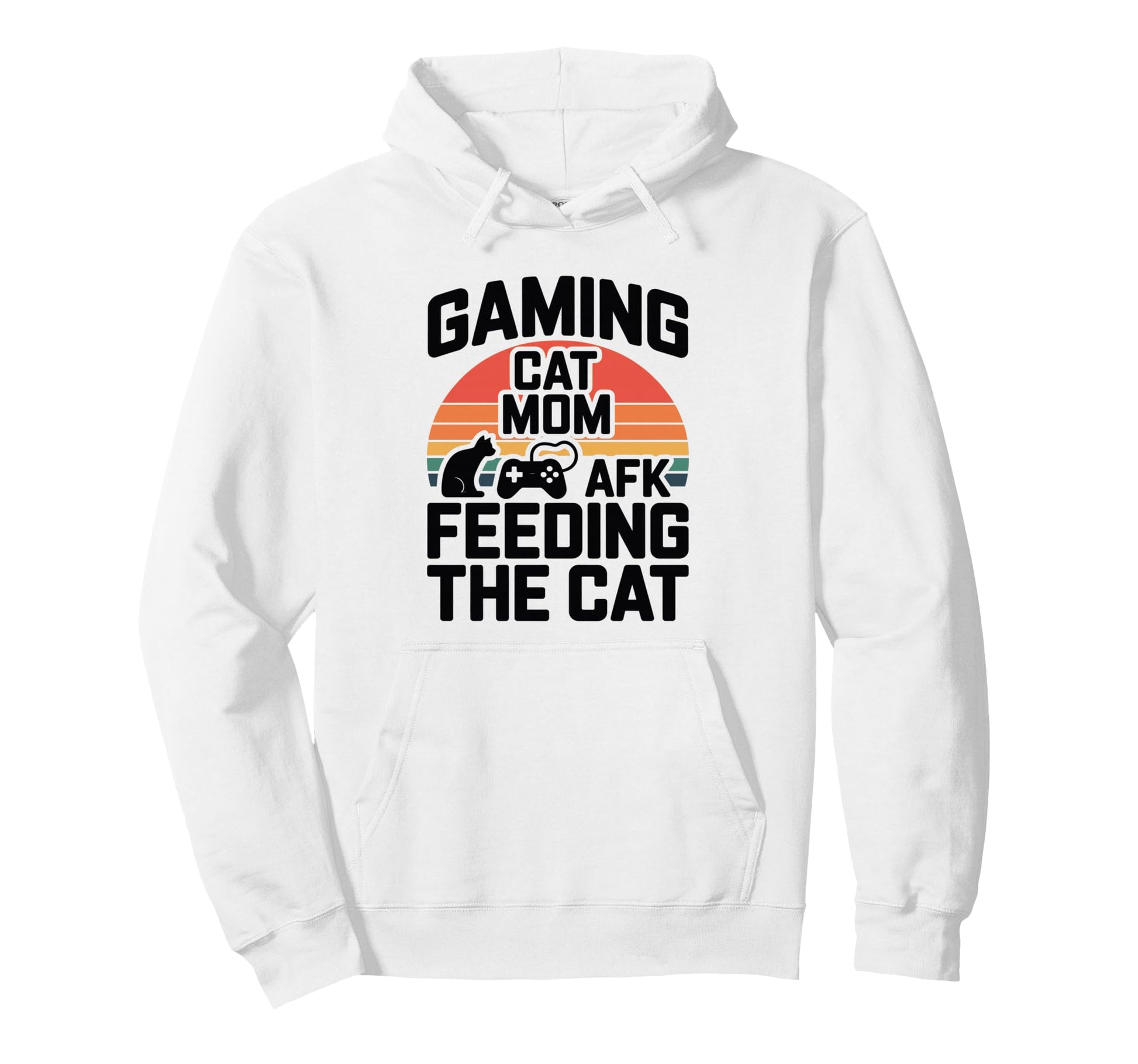 Gaming Cat Mom Afk Feeding Cat Gamer Hoodie - Trendy Graphic for Adults - T-Shirt, Sweatshirt, Hoodie