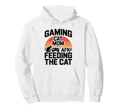 Gaming Cat Mom Afk Feeding Cat Gamer Hoodie - Trendy Graphic for Adults - T-Shirt, Sweatshirt, Hoodie