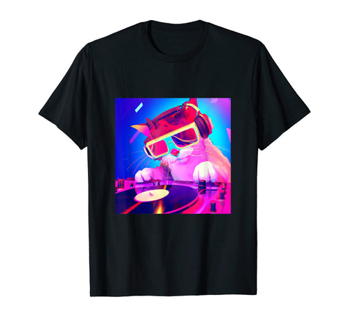 Cat Dj Vaporwave Aesthetic Animal T-Shirt - Unique Graphic Men Women - T-Shirt, Sweatshirt, Hoodie
