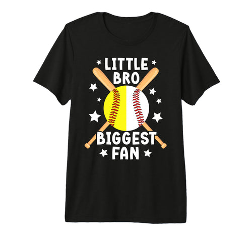 Little Bro Biggest Fan Softball T-Shirt - Unique Graphic for Adults - T-Shirt, Sweatshirt, Hoodie