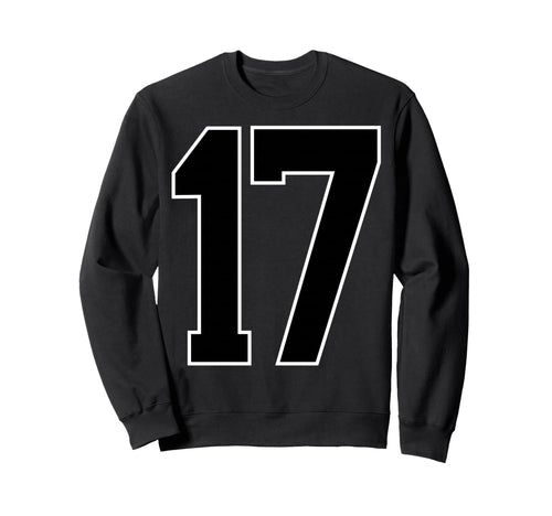 Black Sports Team Number 17 Fan Sweatshirt - Aesthetic Graphic for Adults - T-Shirt, Sweatshirt, Hoodie