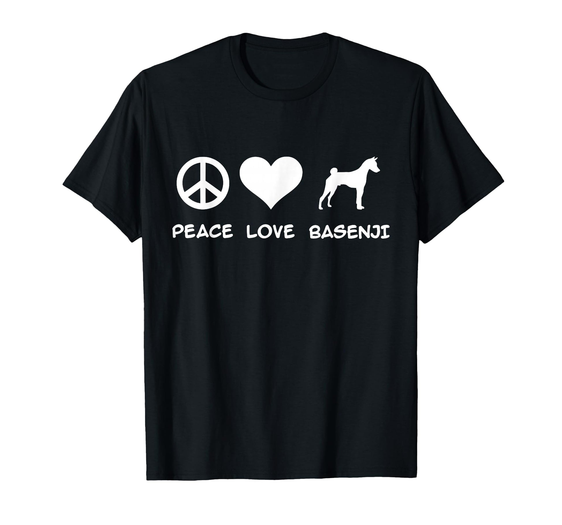 Peace Love Basenji T-Shirt - Trendy Graphic Men Women - T-Shirt, Sweatshirt, Hoodie