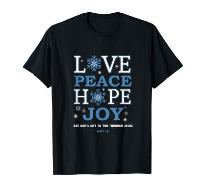 Christian Love Peace Hope Joy T-Shirt - Minimalist Print Men Women - T-Shirt, Sweatshirt, Hoodie