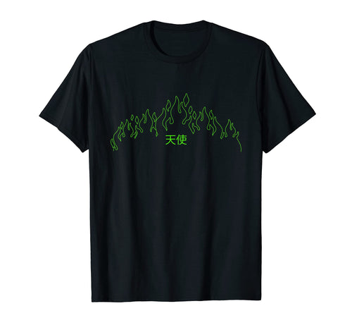 Grunge E Eboy Kanji Green Flames 90S T-Shirt - Trendy Graphic Men Women - T-Shirt, Sweatshirt, Hoodie