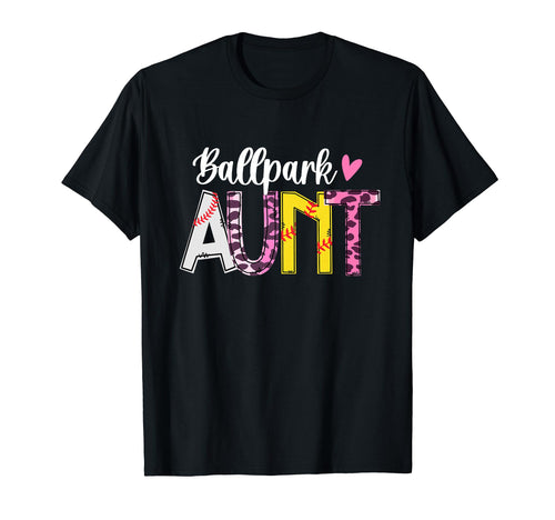 Ballpark Aunt Leopard Baseball Softball T-Shirt - Custom Art Print Unisex - T-Shirt, Sweatshirt, Hoodie