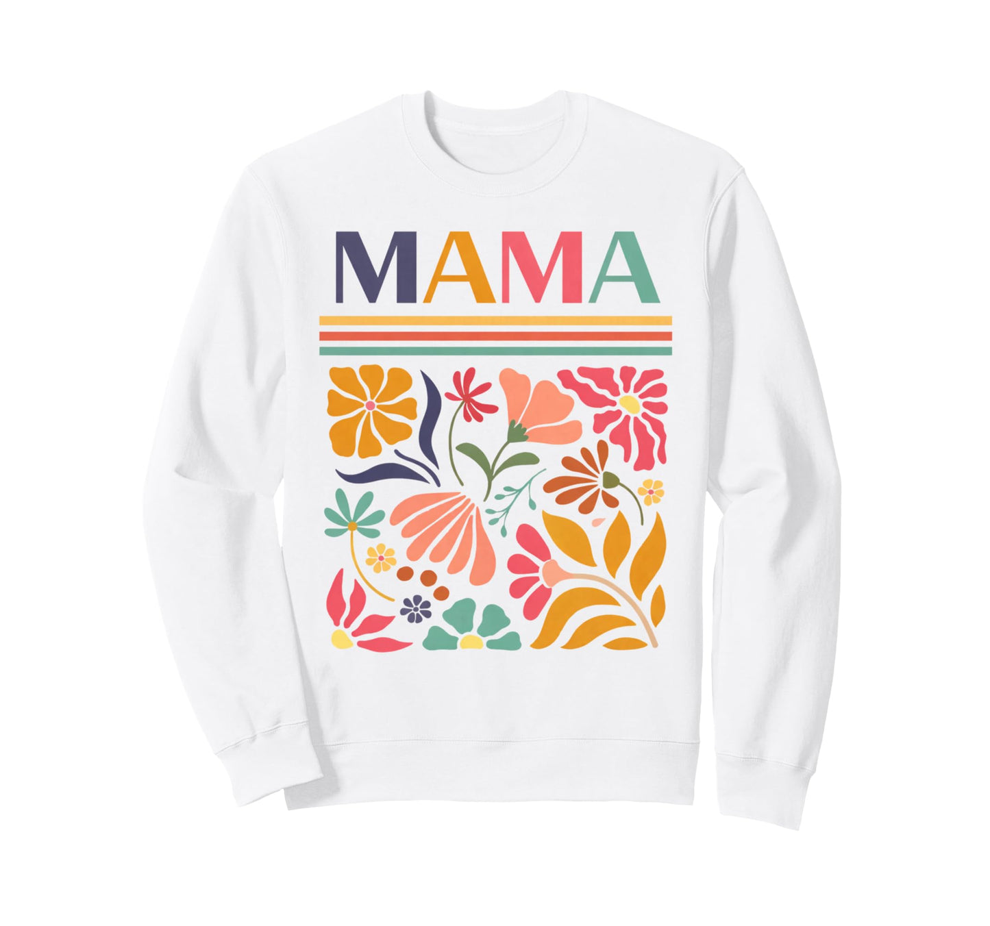 Mama Boho Floral Folk Art Flowers Sweatshirt - Aesthetic Graphic Unisex - T-Shirt, Sweatshirt, Hoodie