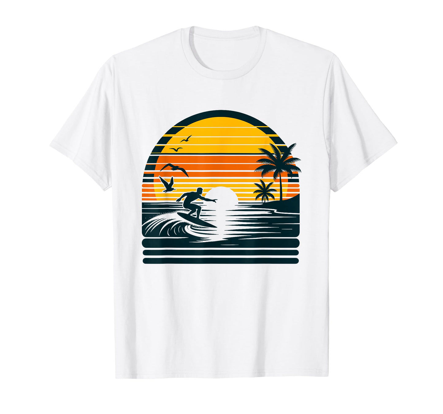 Surfer Surfing Surf Beach Hawaiian Sunset T-Shirt - Minimalist Print Unisex - T-Shirt, Sweatshirt, Hoodie