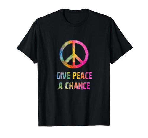 Hippie Tshirts Rainbow Give Peace Chance T-Shirt - Graphic Print Men Women - T-Shirt, Sweatshirt, Hoodie