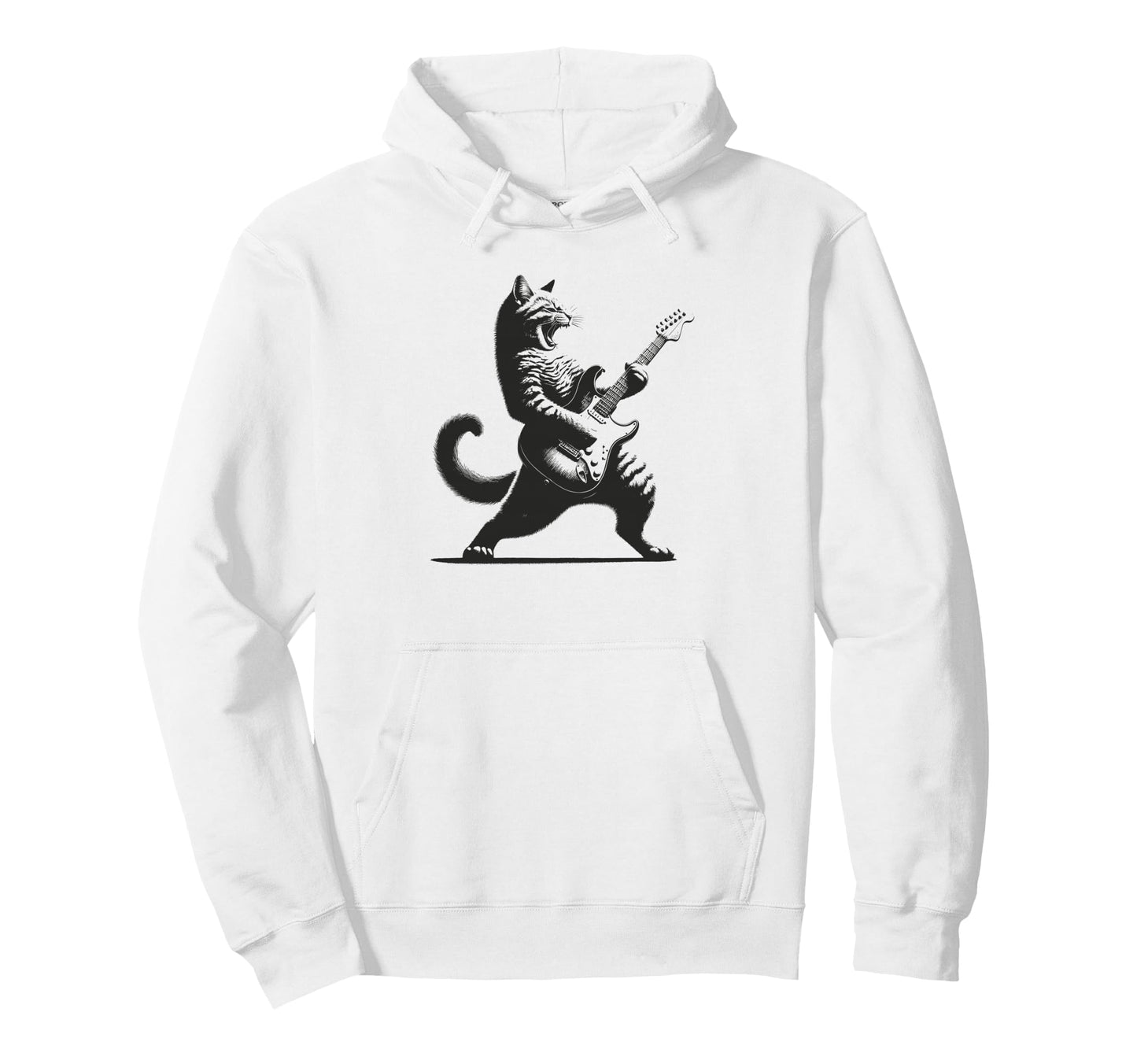 Cat Playing Guitar Music Lover Rock Hoodie - Custom Art Print Men Women - T-Shirt, Sweatshirt, Hoodie