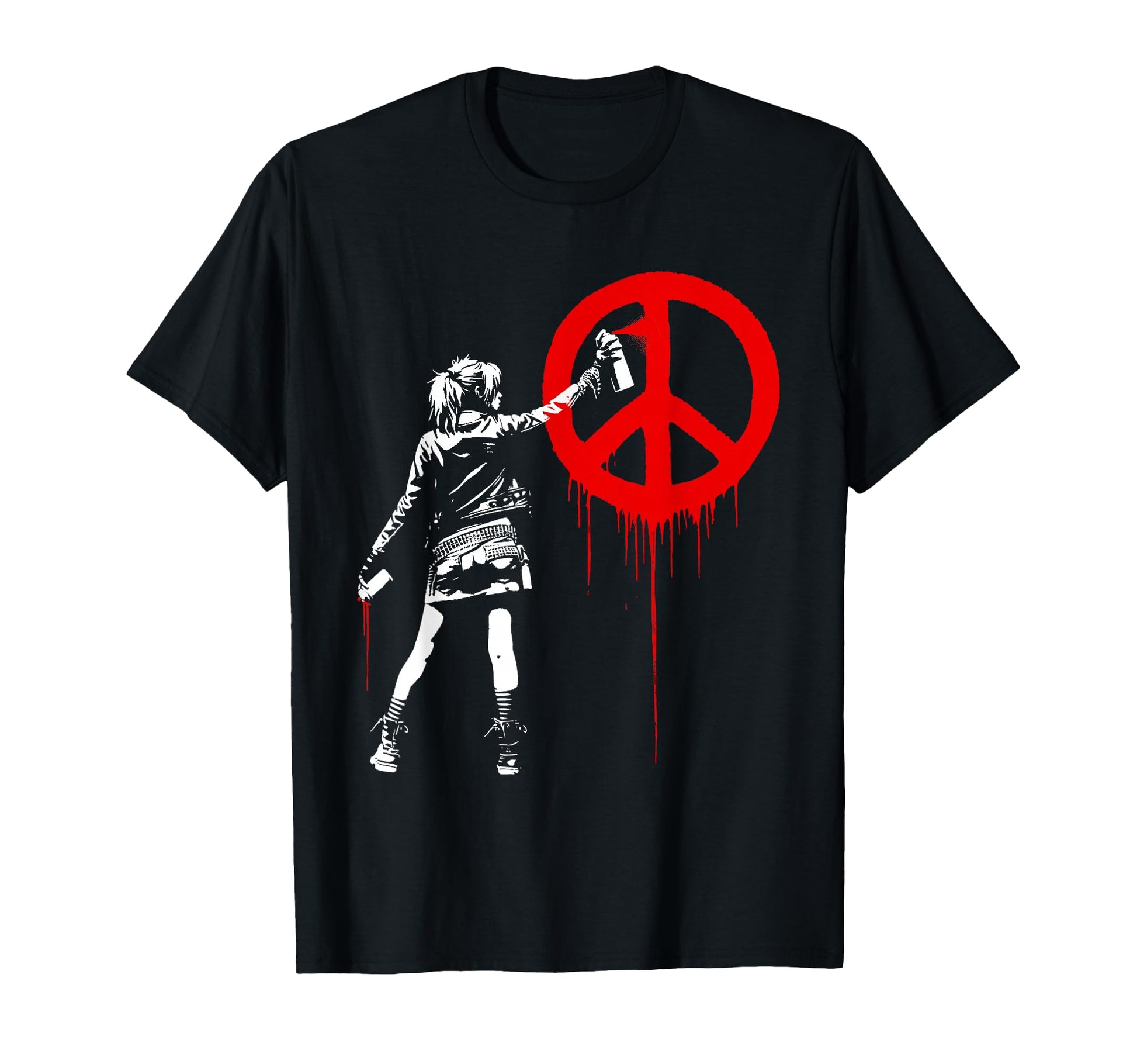 Punk And Peace Sign Street Art Graffiti T-Shirt - Novelty Apparel Unisex - T-Shirt, Sweatshirt, Hoodie