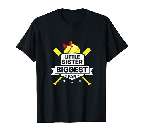 Little Sister Biggest Fan Softball T-Shirt - Trendy Graphic for Adults - T-Shirt, Sweatshirt, Hoodie