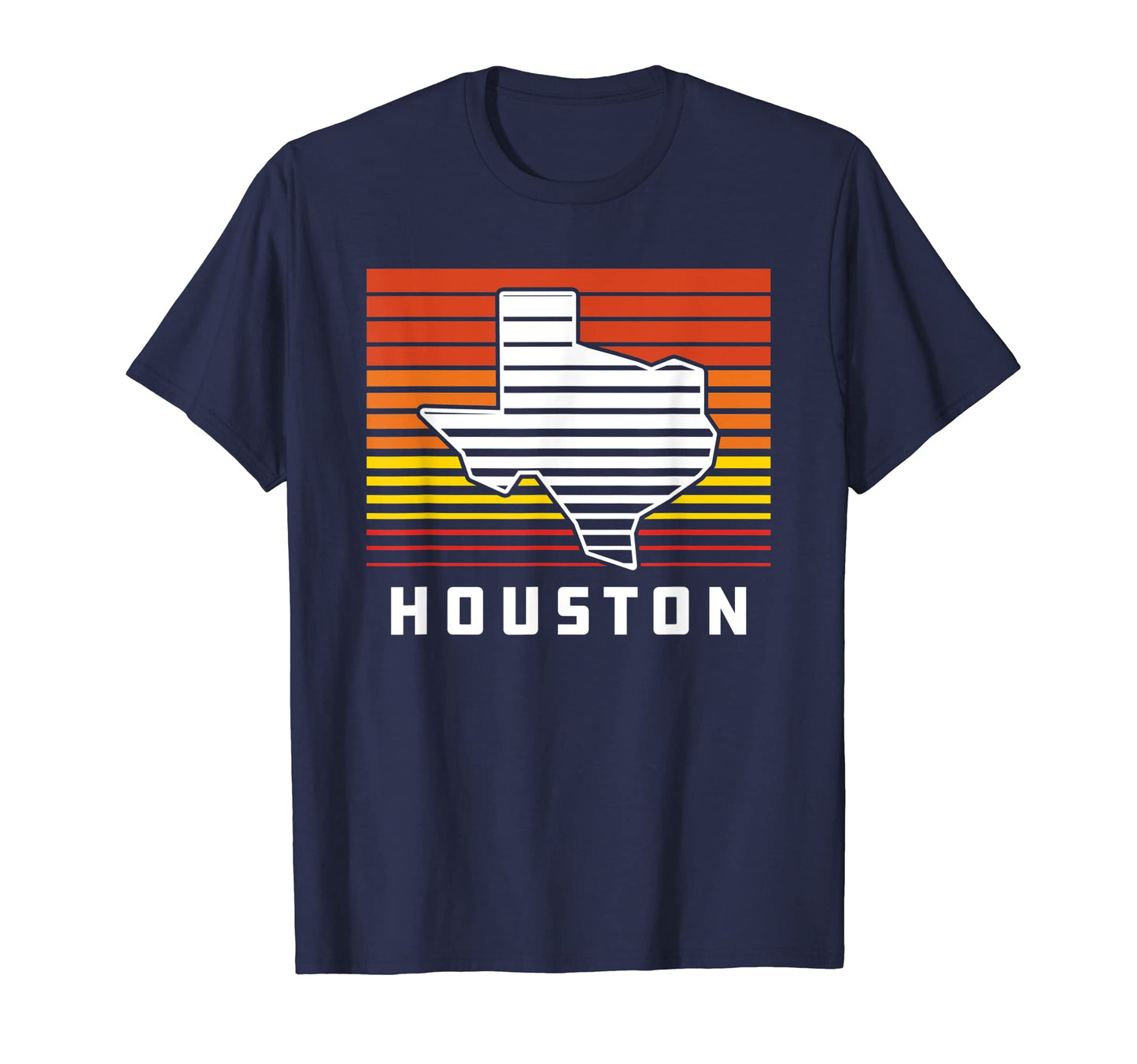 Houston Texas Sunset Gradient Stripes T-Shirt - Unique Graphic Men Women - T-Shirt, Sweatshirt, Hoodie