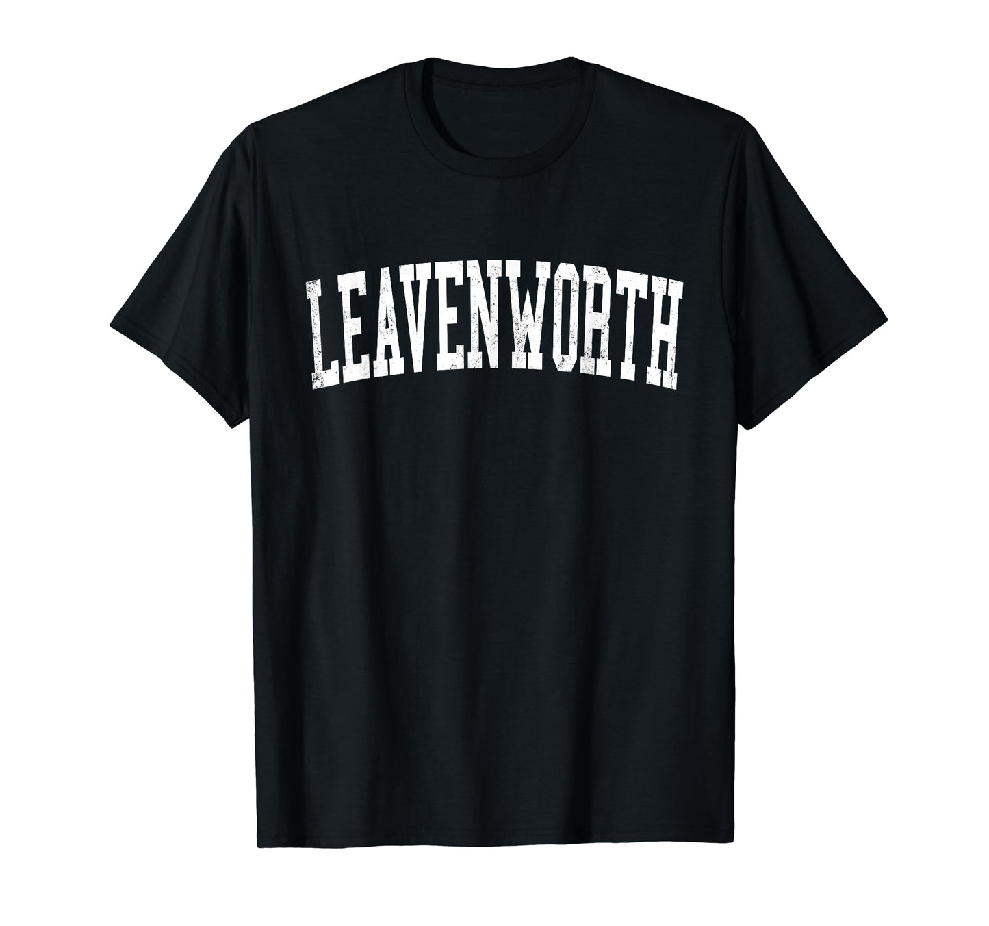 Leavenworth Ks Distressed White Varsity T-Shirt - Unique Graphic Unisex - T-Shirt, Sweatshirt, Hoodie