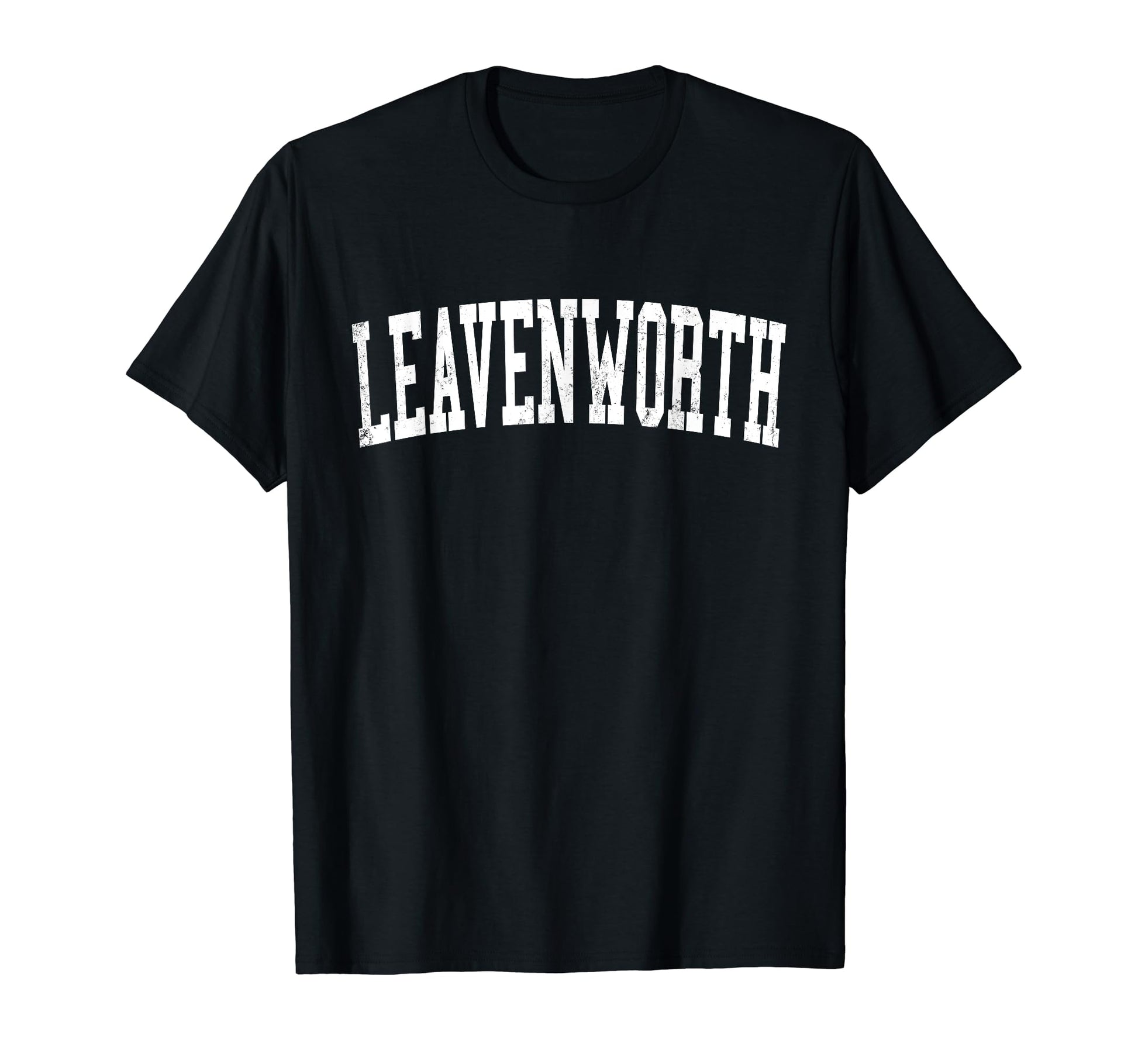 Leavenworth Ks Distressed White Varsity T-Shirt - Unique Graphic Unisex - T-Shirt, Sweatshirt, Hoodie