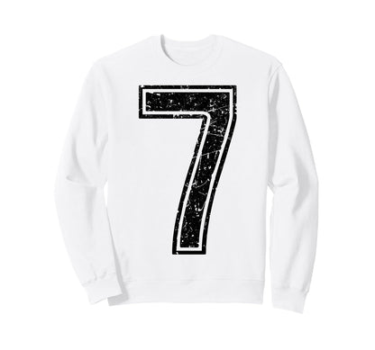 Number 7 Black Sports Team Sweatshirt - Custom Art Print Men Women - T-Shirt, Sweatshirt, Hoodie