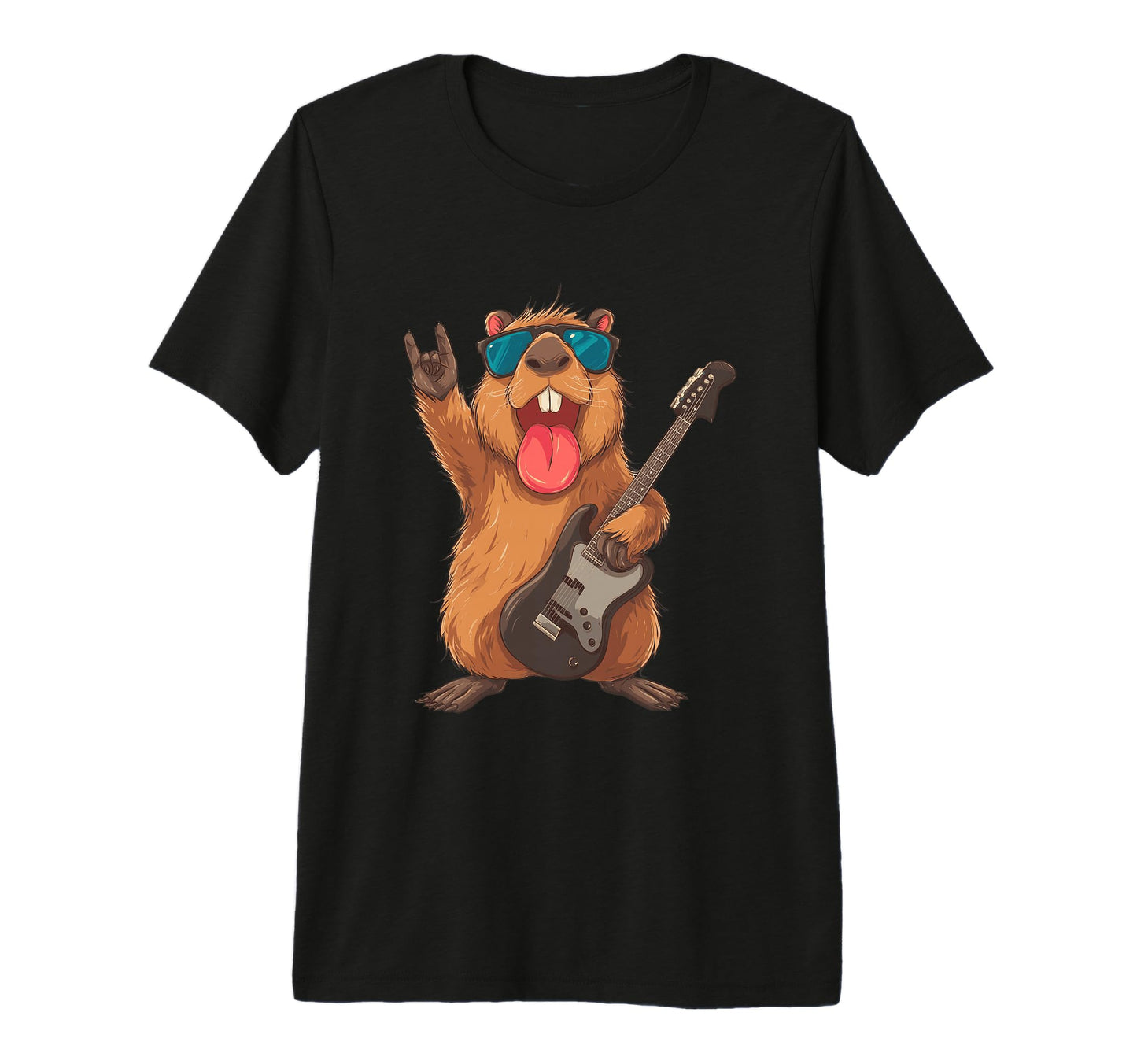 Rock Beaver Guitar Player Funny Animal T-Shirt - Graphic Print for Adults - T-Shirt, Sweatshirt, Hoodie
