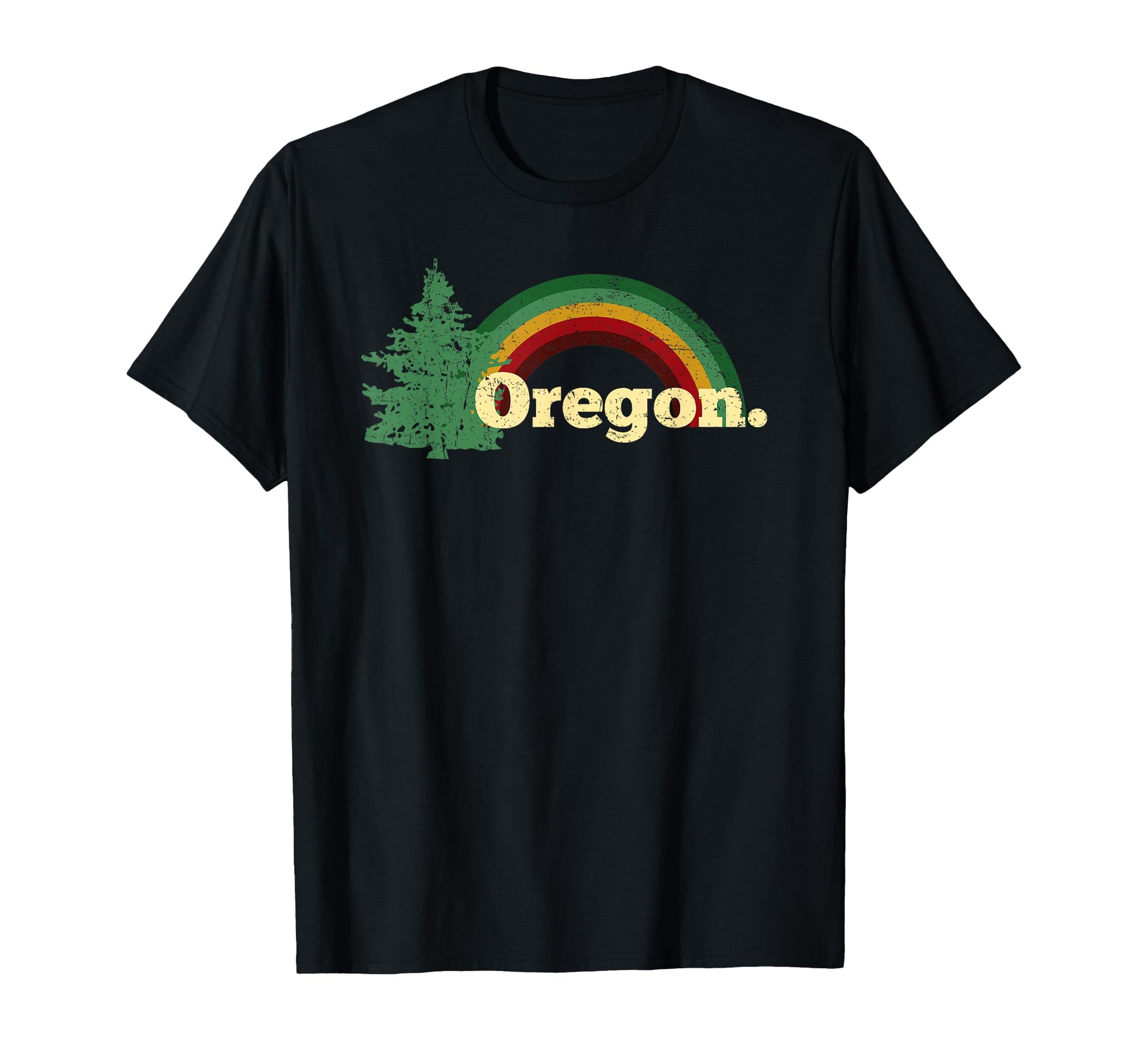 Oregon Throwback Rainbow Distressed Gift T-Shirt - Minimalist Print Unisex - T-Shirt, Sweatshirt, Hoodie
