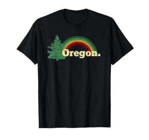 Oregon Throwback Rainbow Distressed Gift T-Shirt - Minimalist Print Unisex - T-Shirt, Sweatshirt, Hoodie