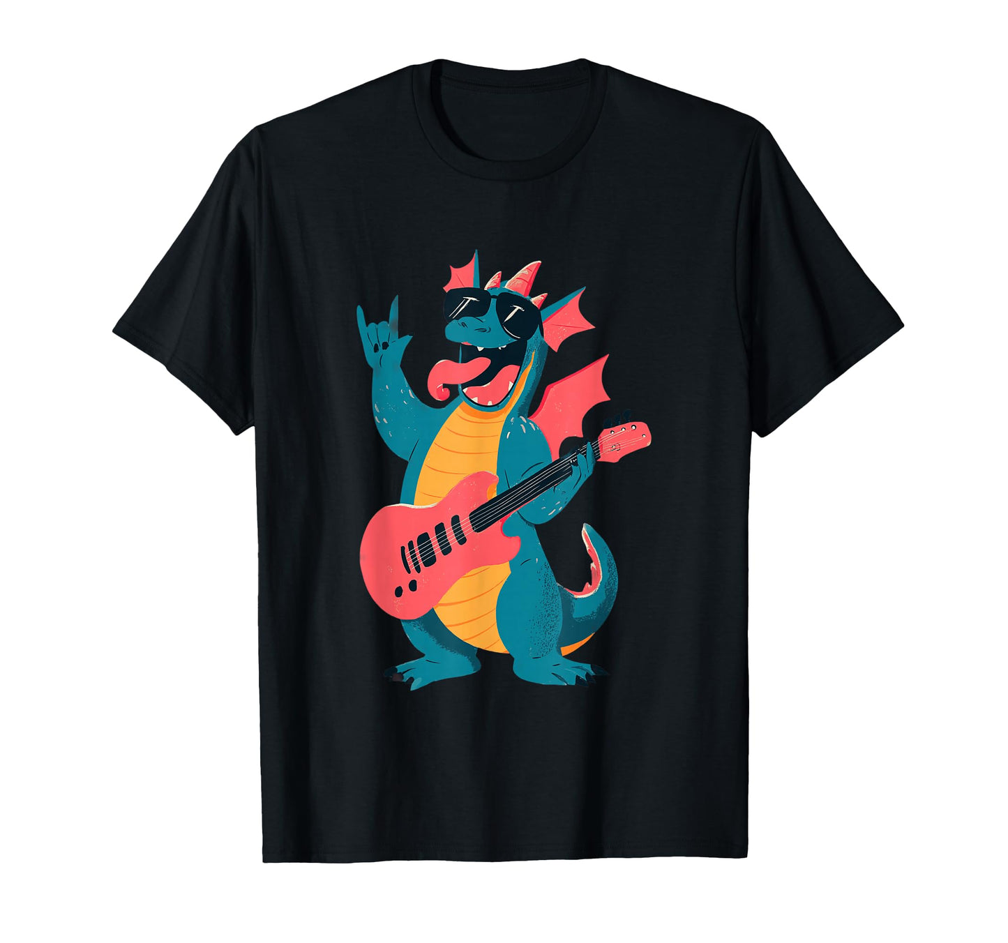 Rock Dragon Funny Cartoon T-Shirt - Casual Everyday Wear Men Women - T-Shirt, Sweatshirt, Hoodie