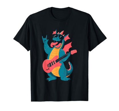 Rock Dragon Funny Cartoon T-Shirt - Casual Everyday Wear Men Women - T-Shirt, Sweatshirt, Hoodie