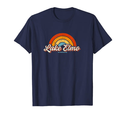 Lake Elmo Minnesota Mn Rainbow 70S T-Shirt - Custom Art Print for Adults - T-Shirt, Sweatshirt, Hoodie