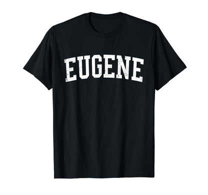 Eugene Or Distressed White Varsity T-Shirt - Trendy Graphic for Adults - T-Shirt, Sweatshirt, Hoodie