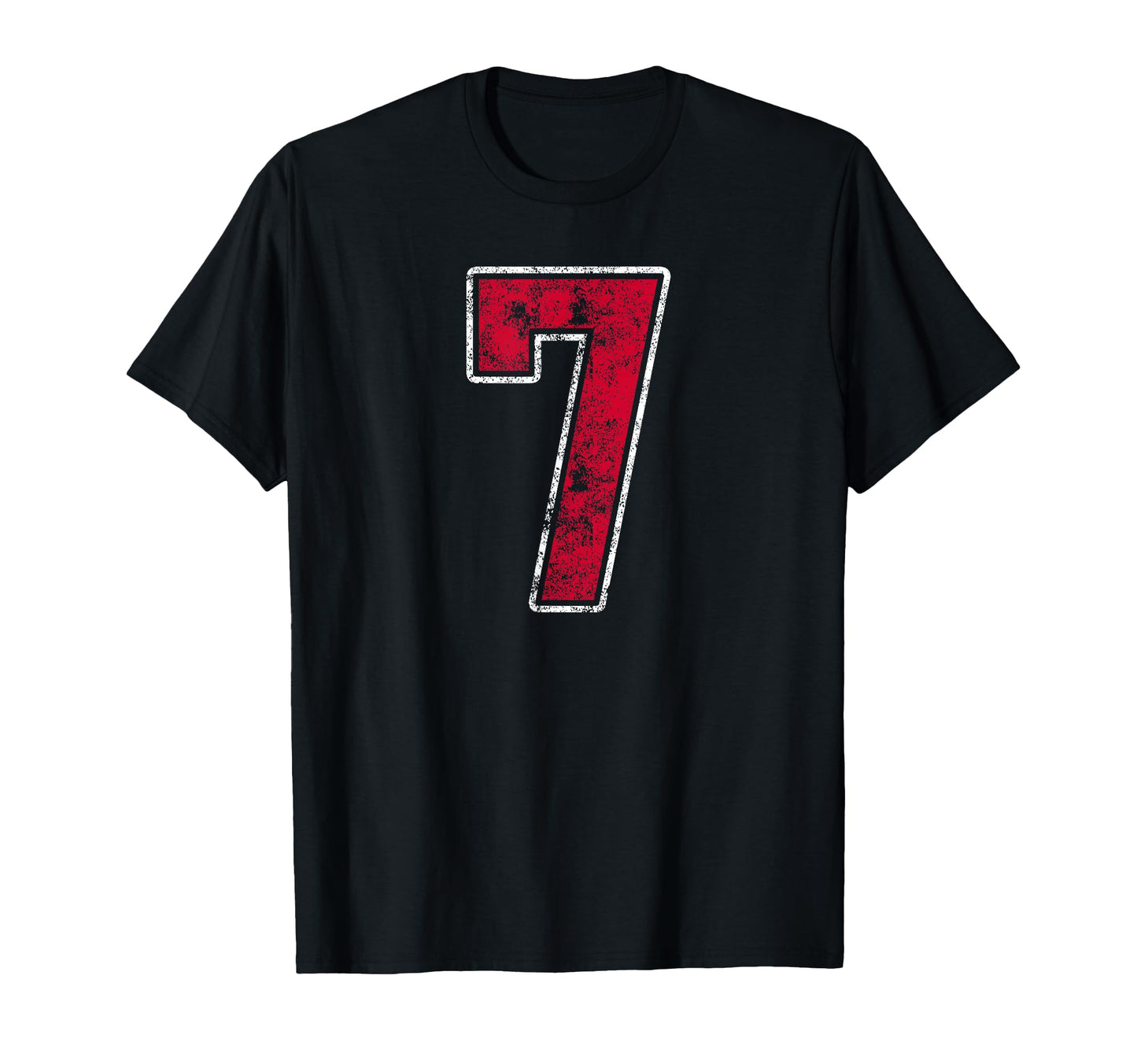 Grunge Red White Number 7 Jersey T-Shirt - Streetwear Style for Adults - T-Shirt, Sweatshirt, Hoodie