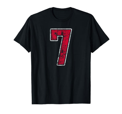 Grunge Red White Number 7 Jersey T-Shirt - Streetwear Style for Adults - T-Shirt, Sweatshirt, Hoodie