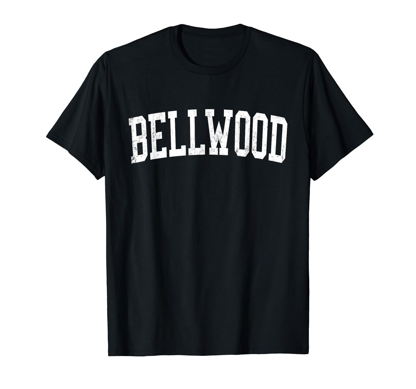 Bellwood Il Distressed White Varsity T-Shirt - Novelty Apparel for Adults - T-Shirt, Sweatshirt, Hoodie