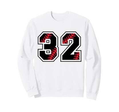 Baseball Number 32 Sweatshirt - Unique Graphic Unisex - T-Shirt, Sweatshirt, Hoodie