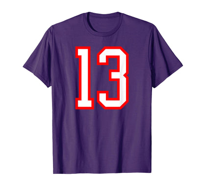 White Red Sports Team Number 13 T-Shirt - Trendy Graphic Unisex - T-Shirt, Sweatshirt, Hoodie