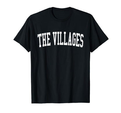 Villages Fl Distressed White Varsity T-Shirt - Unique Graphic Men Women - T-Shirt, Sweatshirt, Hoodie