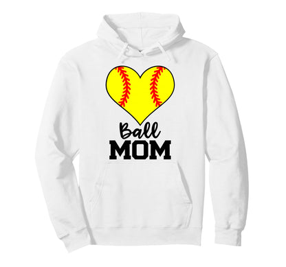 Ball Mom Funny Softball Player Mom Hoodie - Trendy Graphic for Adults - T-Shirt, Sweatshirt, Hoodie