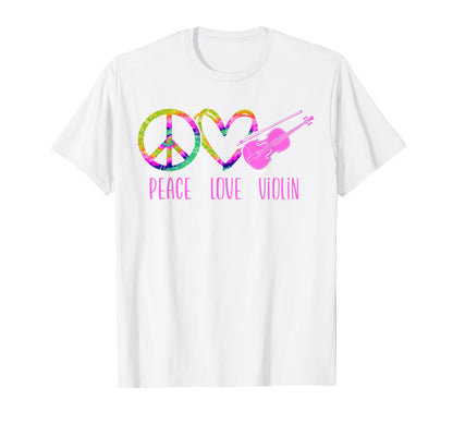 Violin Violinist Tie Dye Peace Love T-Shirt - Trendy Graphic for Adults - T-Shirt, Sweatshirt, Hoodie