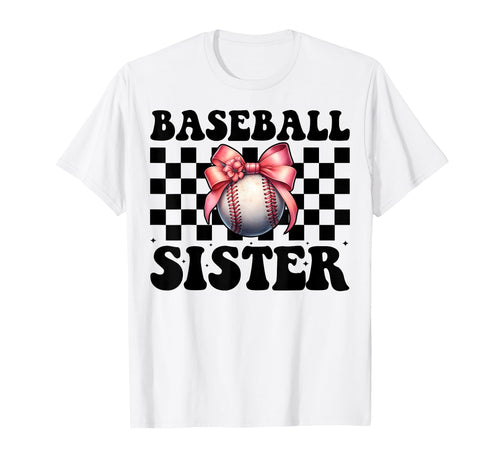Baseball Sister Baseball Coquette Bow T-Shirt - Minimalist Print Unisex - T-Shirt, Sweatshirt, Hoodie