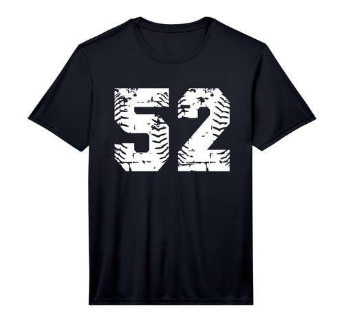 Number 52 Softball Baseball Number T-Shirt - Custom Art Print for Adults - T-Shirt, Sweatshirt, Hoodie