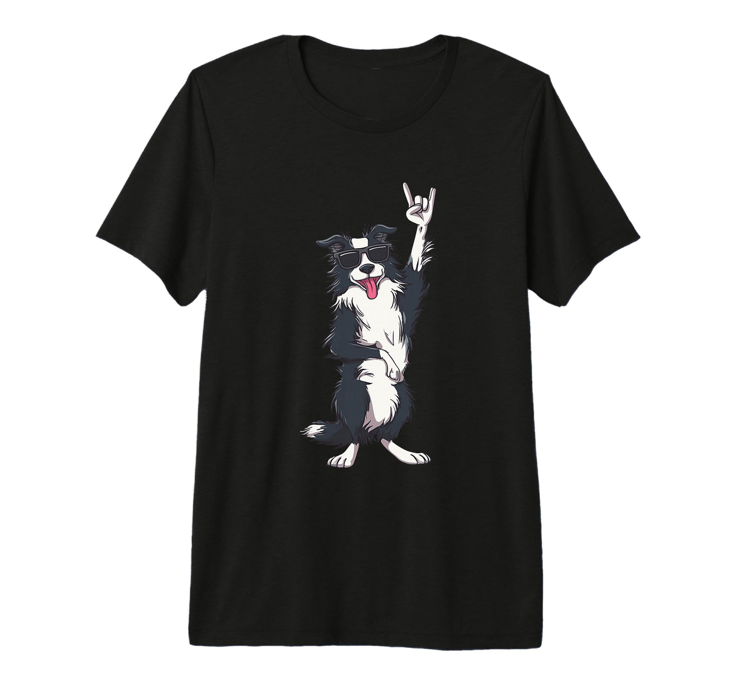 Border Collie Dog Rock And Roll T-Shirt - Custom Art Print Men Women - T-Shirt, Sweatshirt, Hoodie