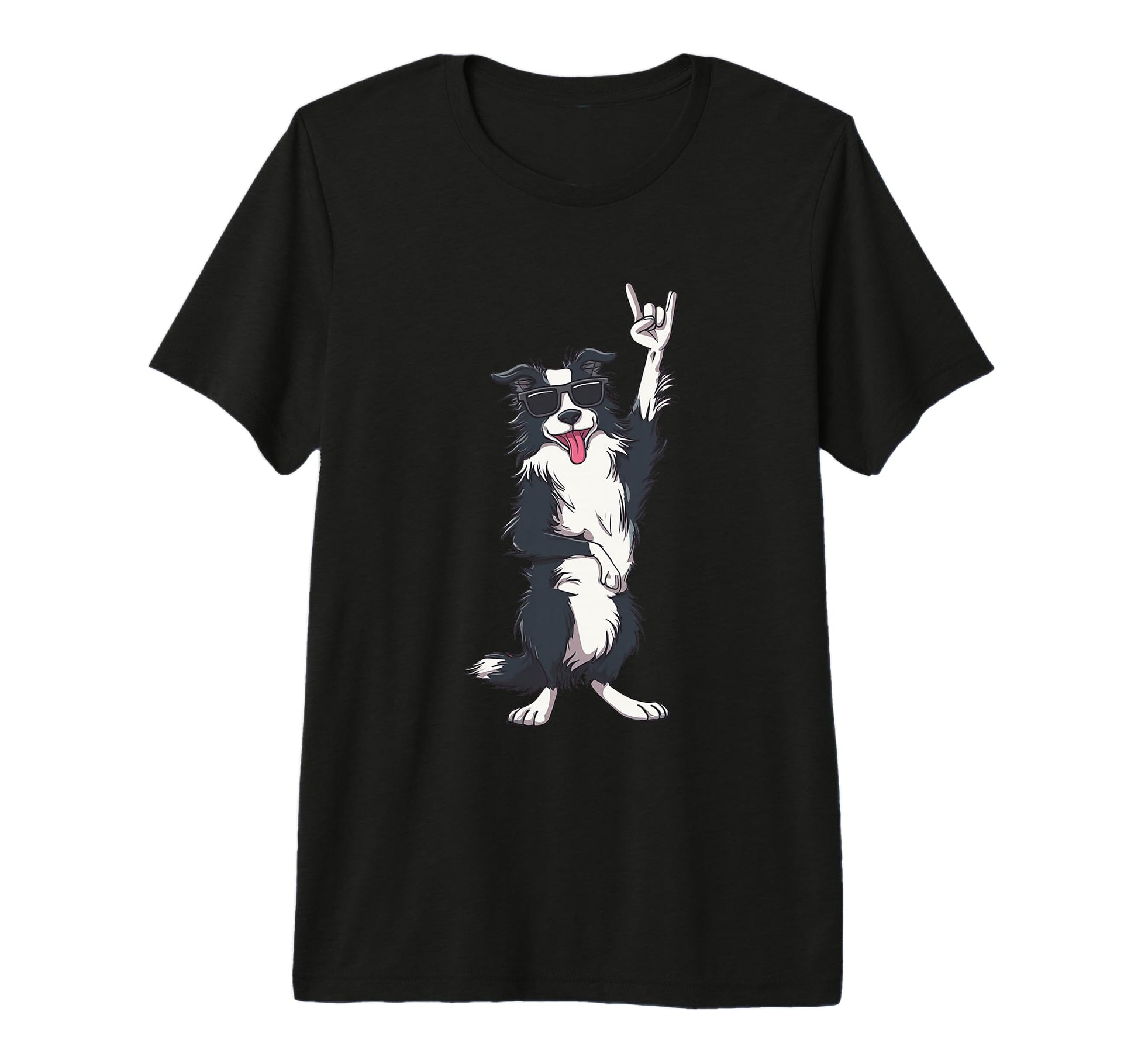 Border Collie Dog Rock And Roll T-Shirt - Custom Art Print Men Women - T-Shirt, Sweatshirt, Hoodie