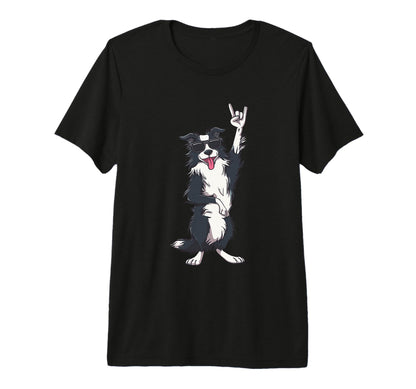 Border Collie Dog Rock And Roll T-Shirt - Custom Art Print Men Women - T-Shirt, Sweatshirt, Hoodie