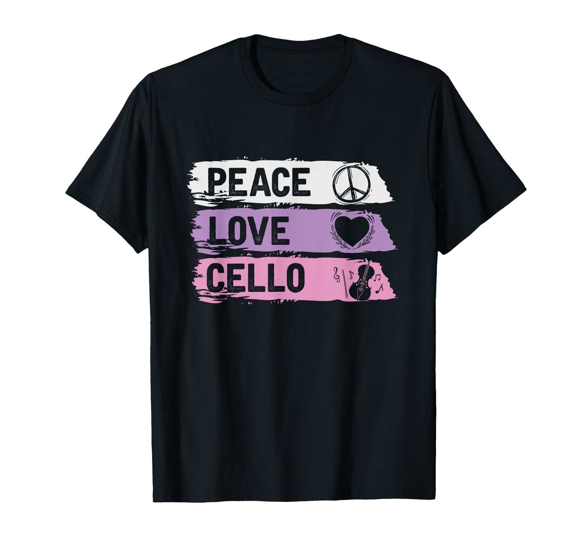 Hippie Cello Player Gift Peace Love T-Shirt - Unique Graphic for Adults - T-Shirt, Sweatshirt, Hoodie