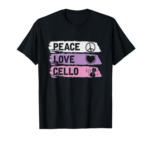 Hippie Cello Player Gift Peace Love T-Shirt - Unique Graphic for Adults - T-Shirt, Sweatshirt, Hoodie