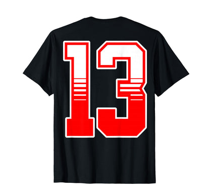 White Red Sport Team Number 13 T-Shirt - Trendy Graphic Unisex - T-Shirt, Sweatshirt, Hoodie