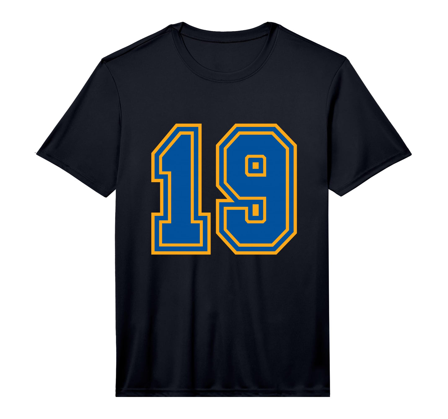 Yellow Blue Sports Team Number 19 T-Shirt - Casual Everyday Wear Men Women - T-Shirt, Sweatshirt, Hoodie