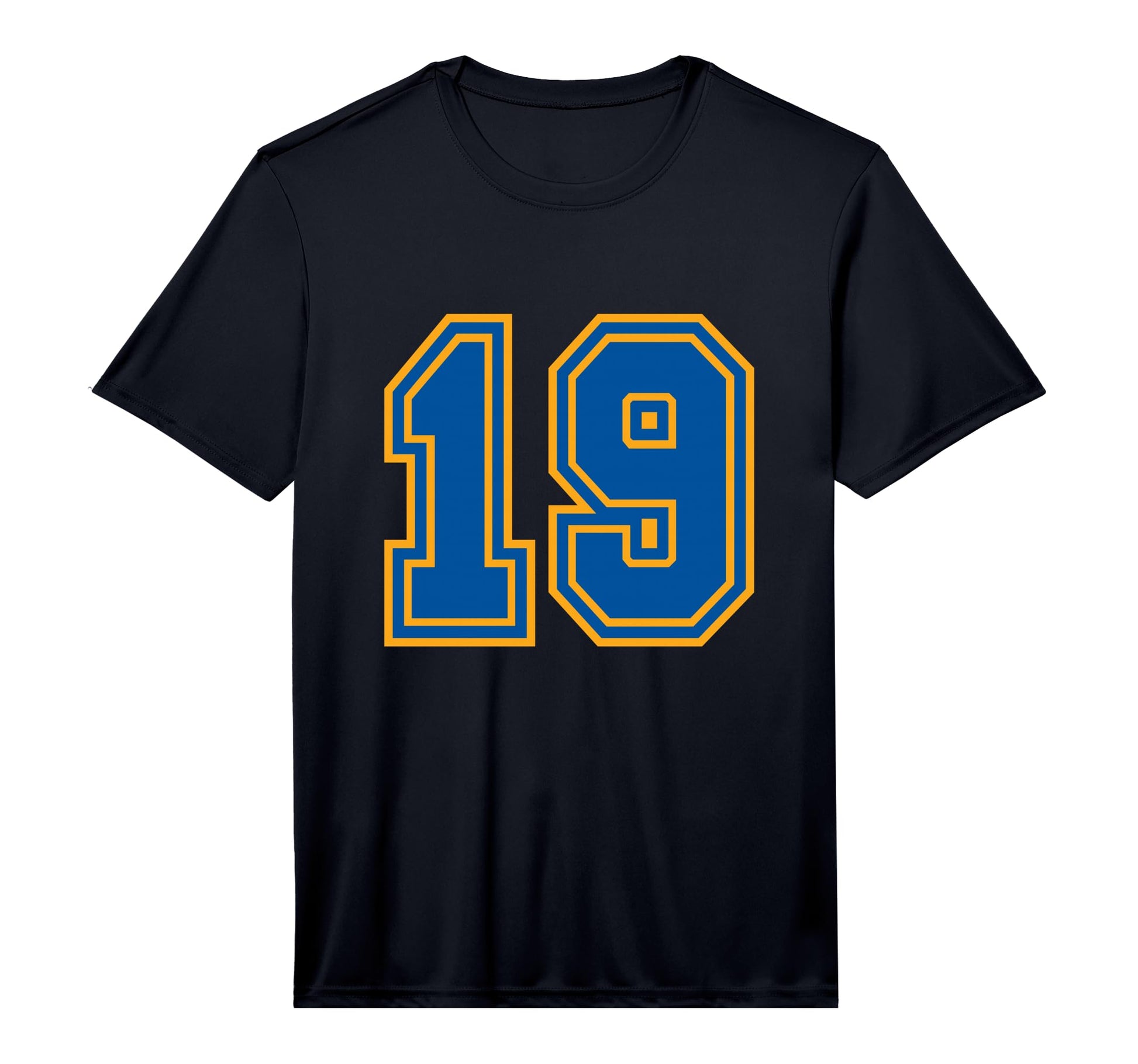 Yellow Blue Sports Team Number 19 T-Shirt - Casual Everyday Wear Men Women - T-Shirt, Sweatshirt, Hoodie