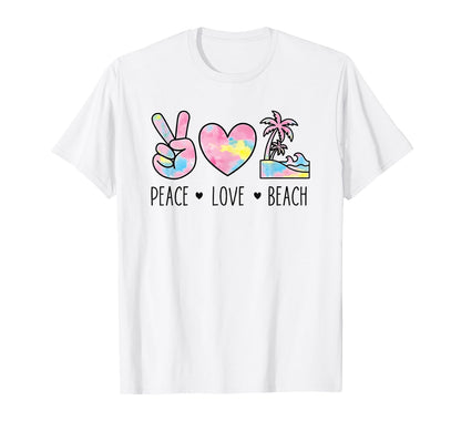 Peace Love Beach Pastel Tie Dye Heart T-Shirt - Trendy Graphic Men Women - T-Shirt, Sweatshirt, Hoodie