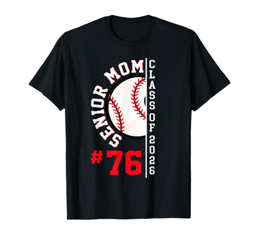 Senior Mom Class 2026 Baseball Player T-Shirt - Custom Art Print Unisex - T-Shirt, Sweatshirt, Hoodie